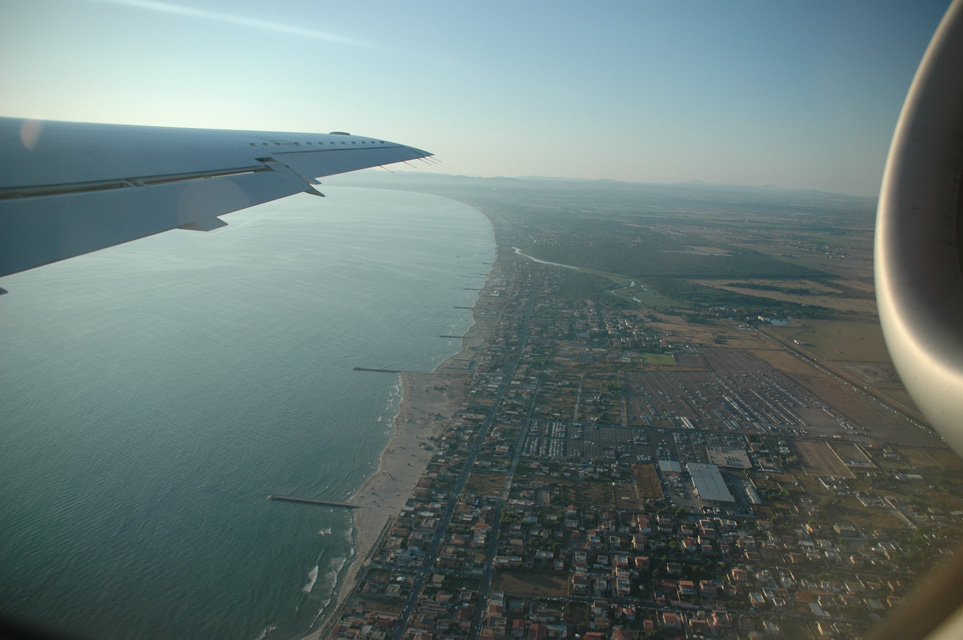 Fiumicino Airport, Rome, Italy / FCO Rome Lido di Ostia from aircraft